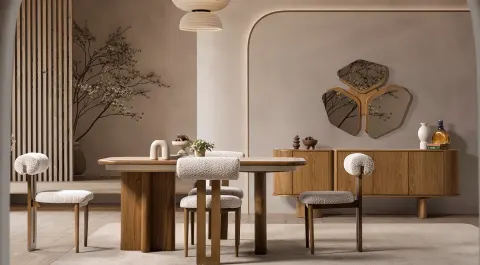 Lotus Walnut Modern Dining Room Set