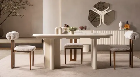 Lotus Moonstone Modern Dining Room Set