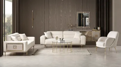 Nesta Gold Metal Leg Sofa Set