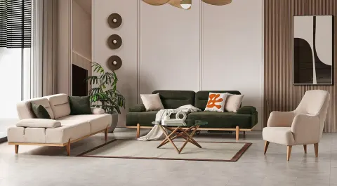 Zara Wooden Leg Sofa Set