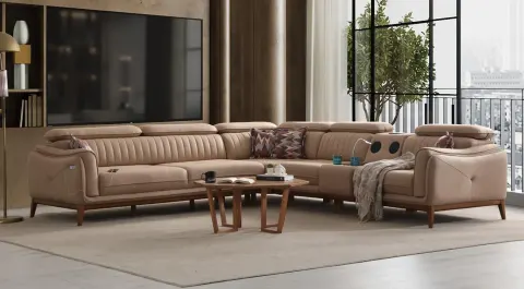 Milas USB Input Corner Sofa Set