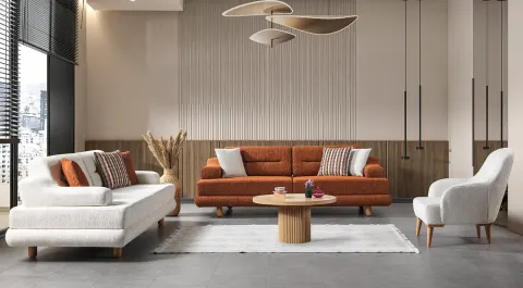 Polo Wooden Leg Storage Sofa Set