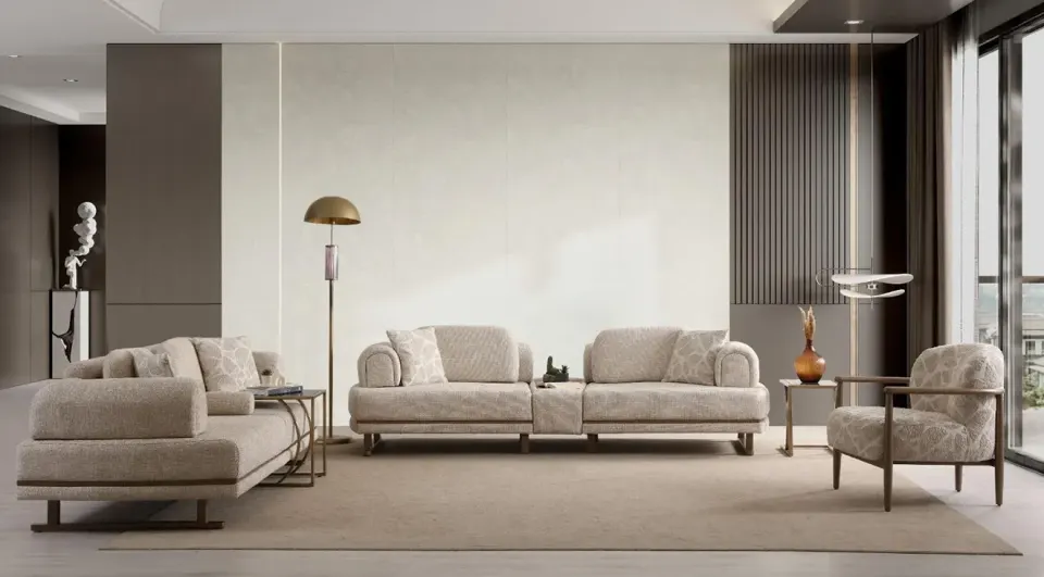 Bella Modern Metal Leg Sofa Set