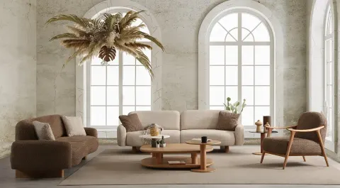 Lucca Wooden Leg Sofa Set