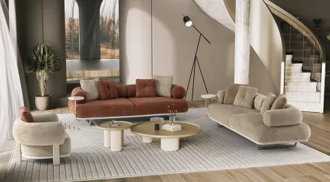 Maserati Metal Leg Sofa Set