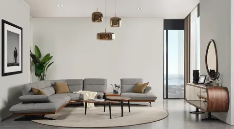 New York Metal Leg Corner Sofa Set