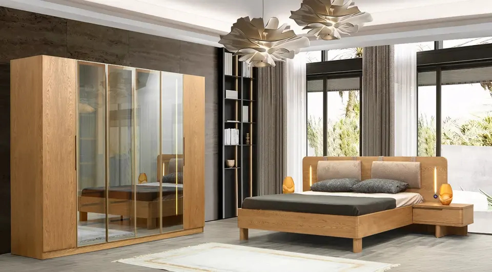 Maldiv 6-Door Walnut Bedroom Set