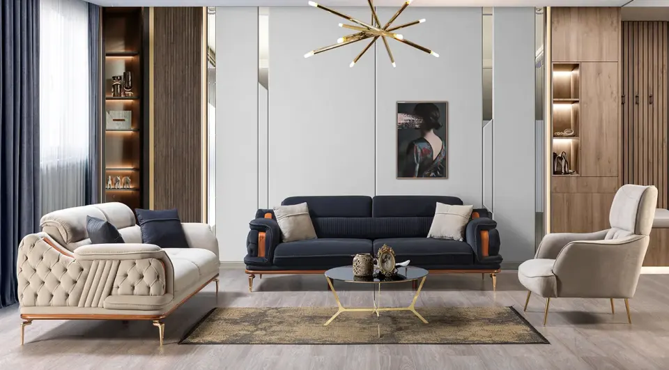 Star Metal Leg Sofa Set