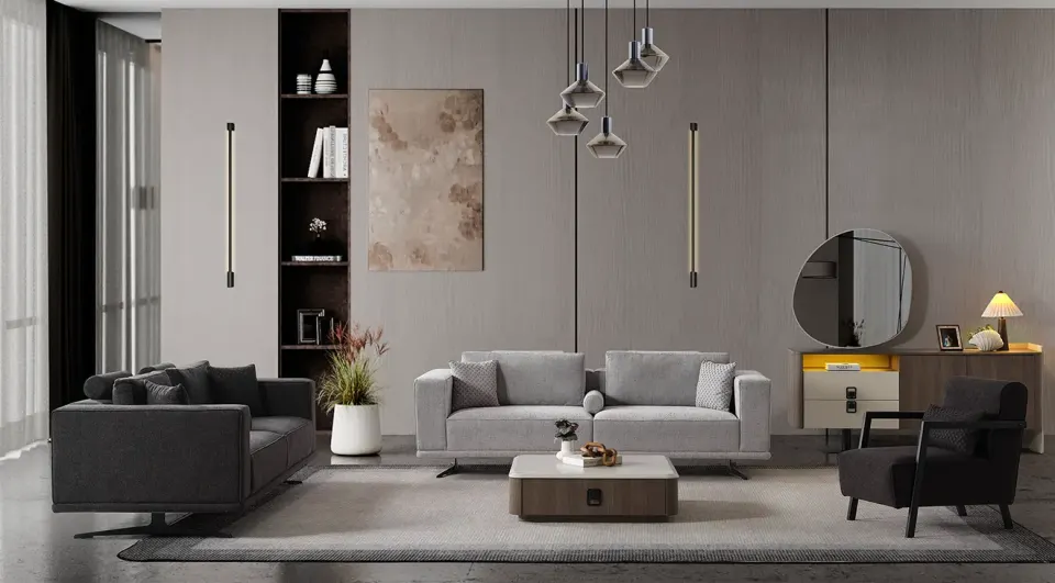 Prada Metal Leg Sofa Set
