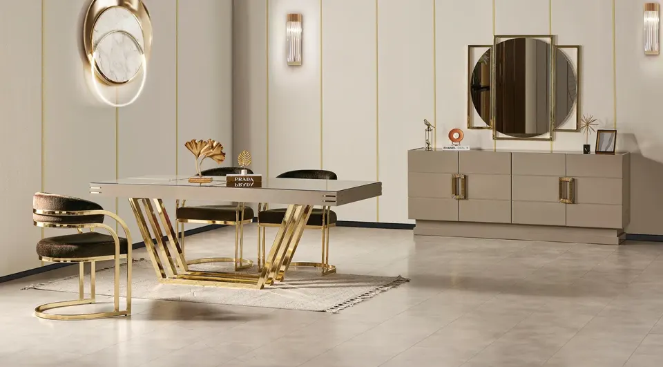 Pier Metal Leg Modern Dining Room Set