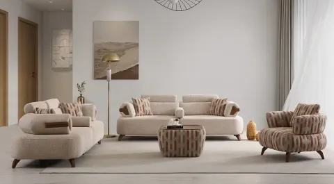 Madrid Wooden Leg Modern Sofa Set