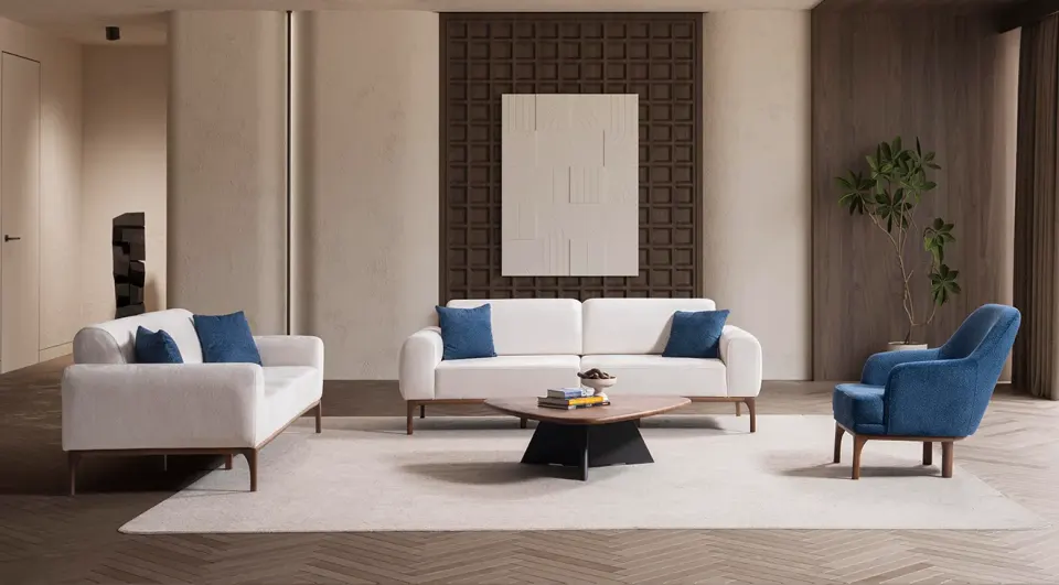 Peru Wooden Leg Sofa Set