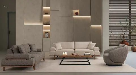 Lina Wooden Leg Sofa Set