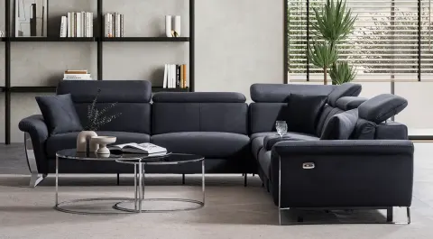 Line Metal Leg Corner Sofa Set