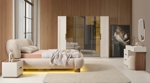 Aspera 6-Door Modern Walnut Bedroom Set
