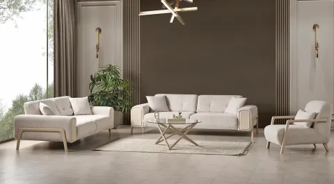 Miran Travertine Sofa Set with Bed