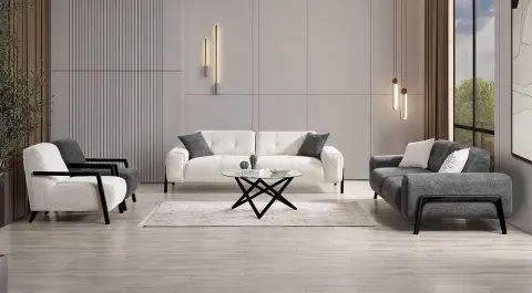 Rolex Modern Sofa Set with Wooden Legs and Bed