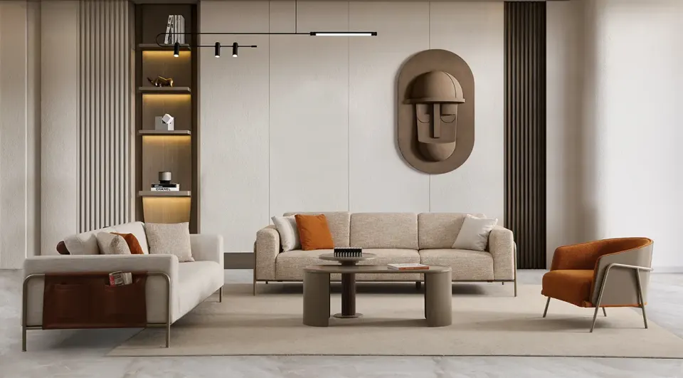 Colt Sofa Set With Metal Legs And Bed