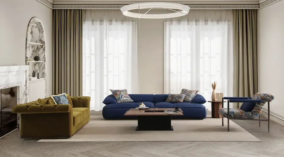 Derma Metal Leg Sofa Set
