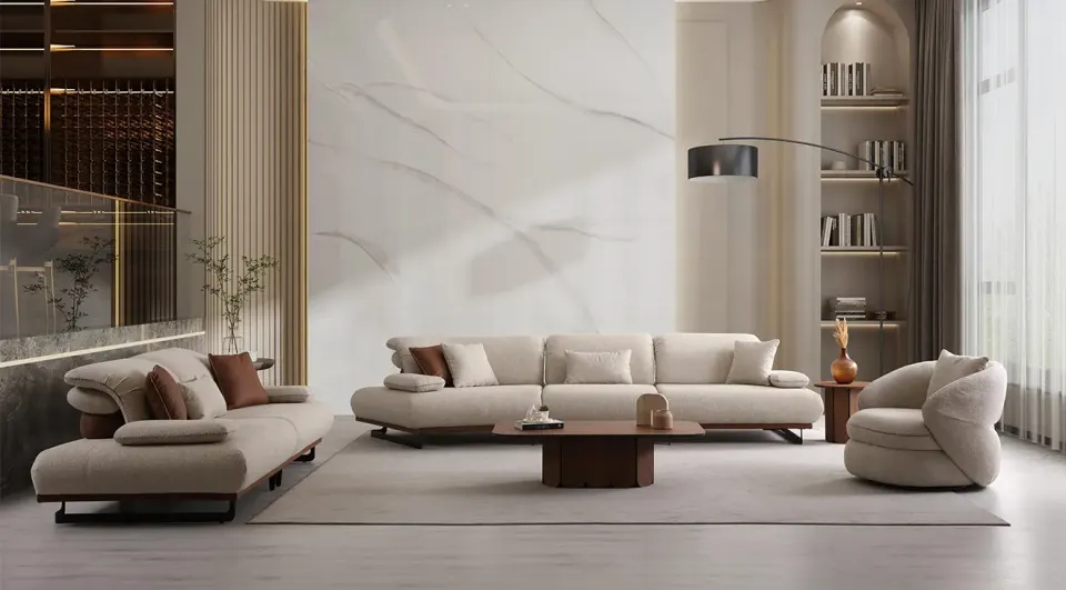Nairobi Sofa Set with Metal Legs and Bed