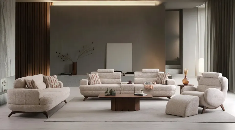 Napoli Wooden Leg Sofa Set