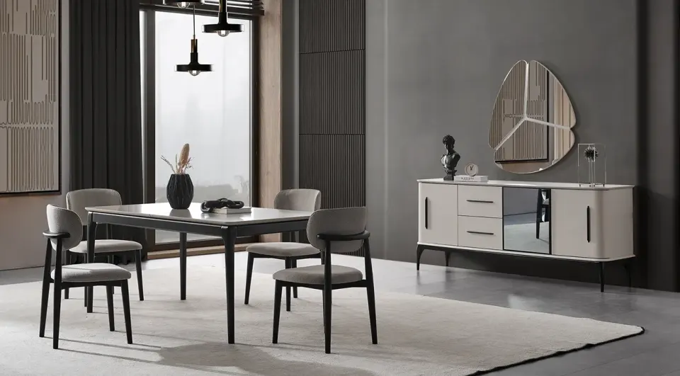 Destan Wooden Leg Modern Dining Room Set