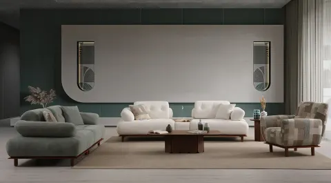 Lois Wooden Leg Sofa Set