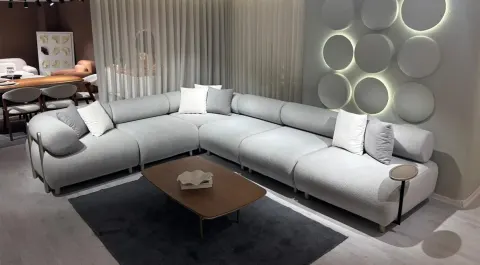 Olimpos Wooden Leg Corner Sofa Set