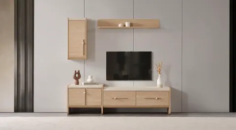 Hazal Wooden Leg TV Unit