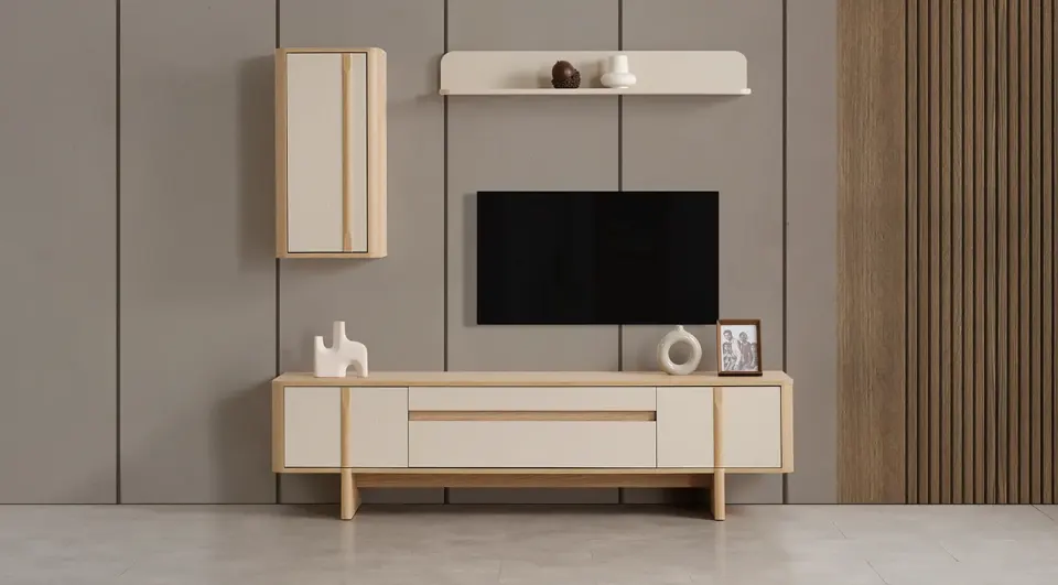 Style Wooden Legged TV Unit