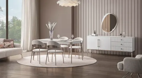Modern Dining Room Set with Bronze Metal Legs