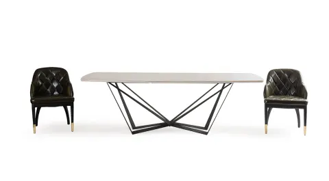 Lizza Ceramic Table with Metal Legs