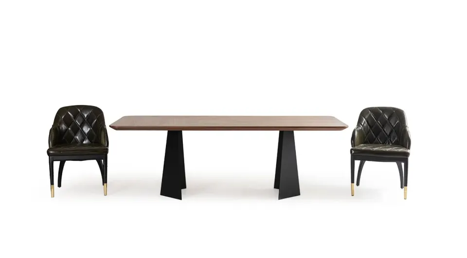 Monaco Walnut Table with Metal Legs