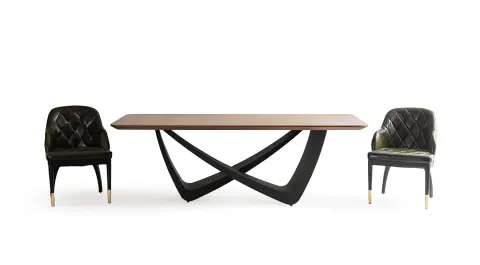 Navoli Walnut Table with Metal Legs