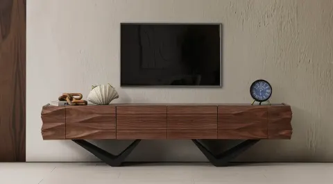 Dolunay Walnut Metal Legs TV Unit