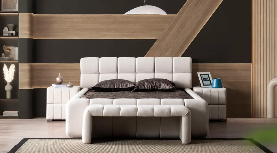 Lugano Bed Base Headboard Set