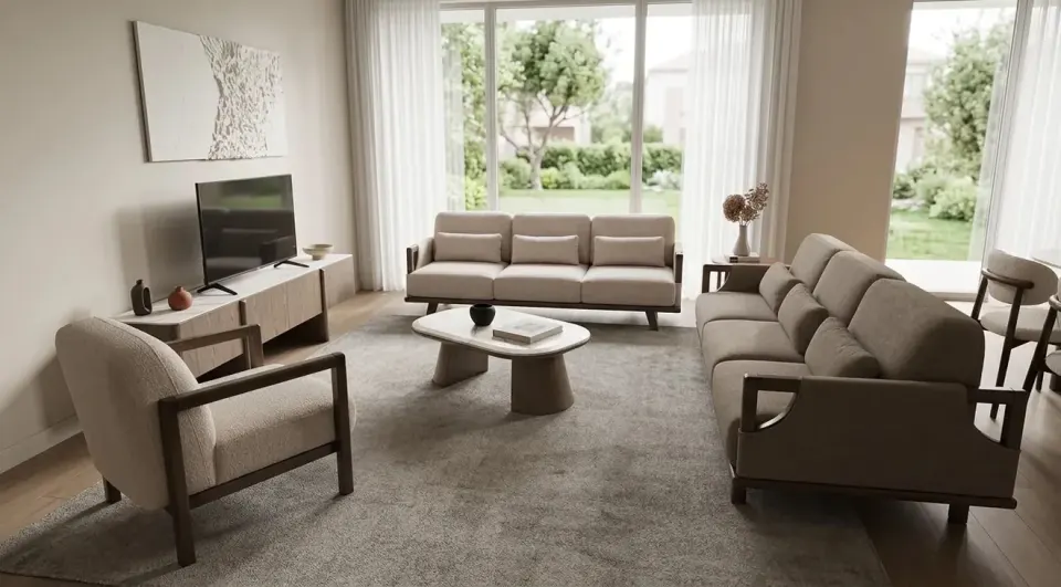 Wood Leg Modern Sofa Set