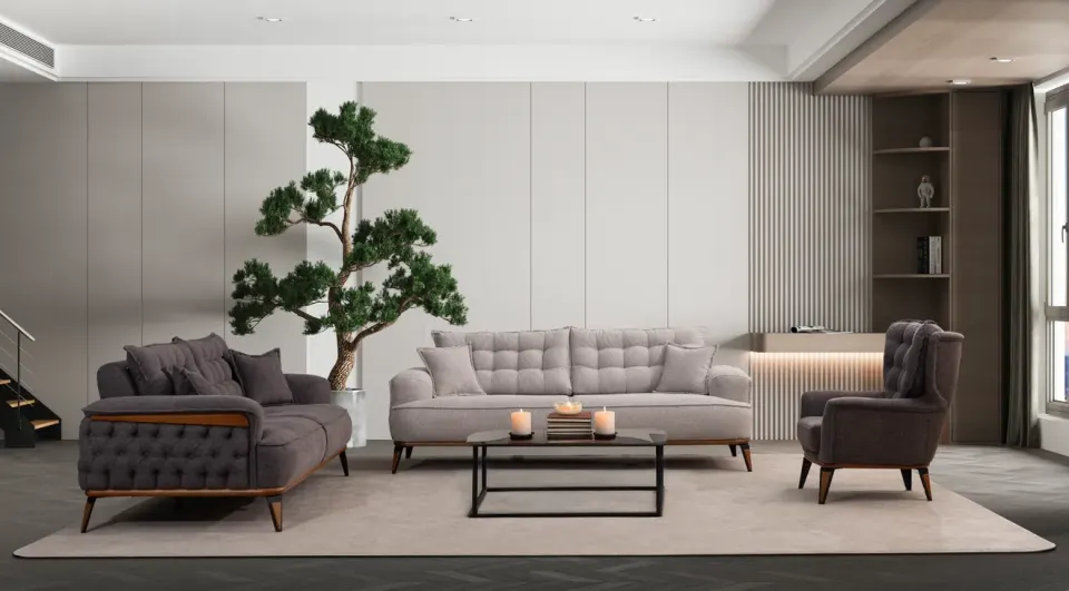 Aegean Dark Sofa Set with Bed