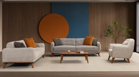 Loft Wooden Legged Bedding Modern Sofa Set