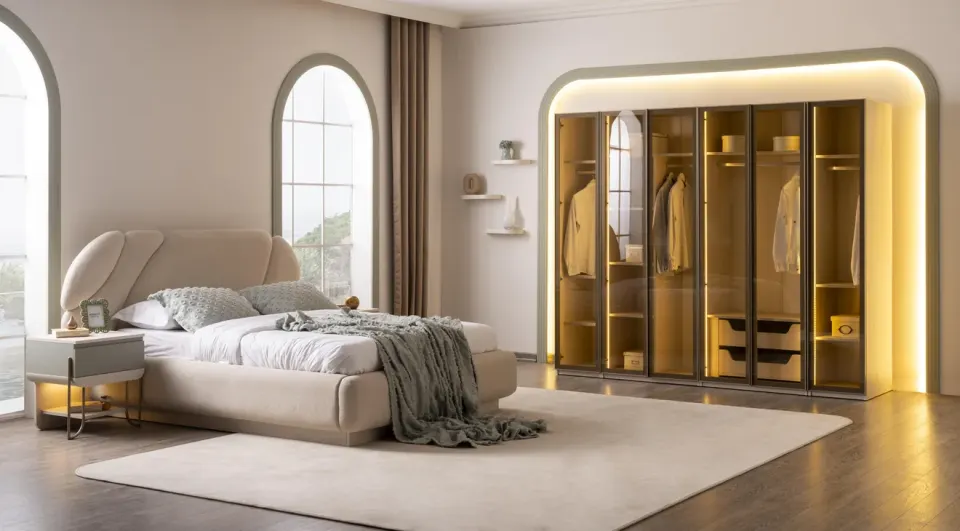 Charisma 6 Door Glass Bedroom Set
