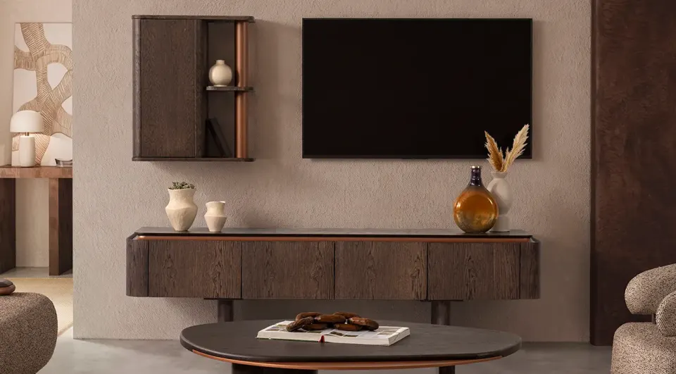 Aura Walnut Modern TV Unit