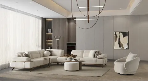 Sapphire Sleeper Modern Corner Sofa Set