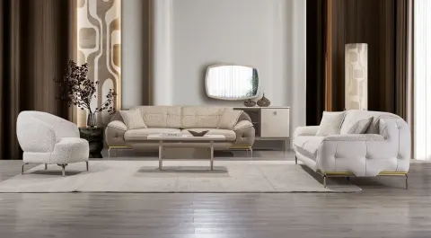 Sueda Metal-legged Sofa Set