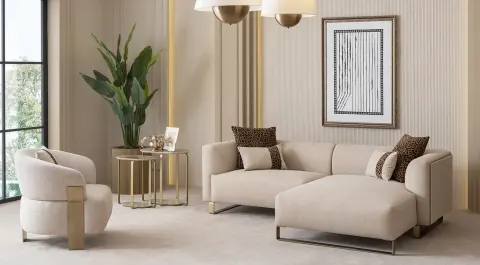 Massimo Metal Leg Corner Sofa Set