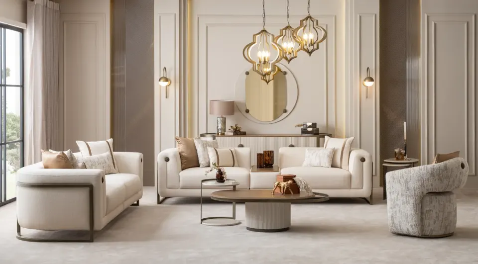 Mocha Metal Leg Sofa Set