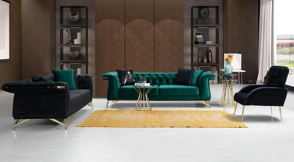 Salonz Green Metal Leg Koltuk Takım