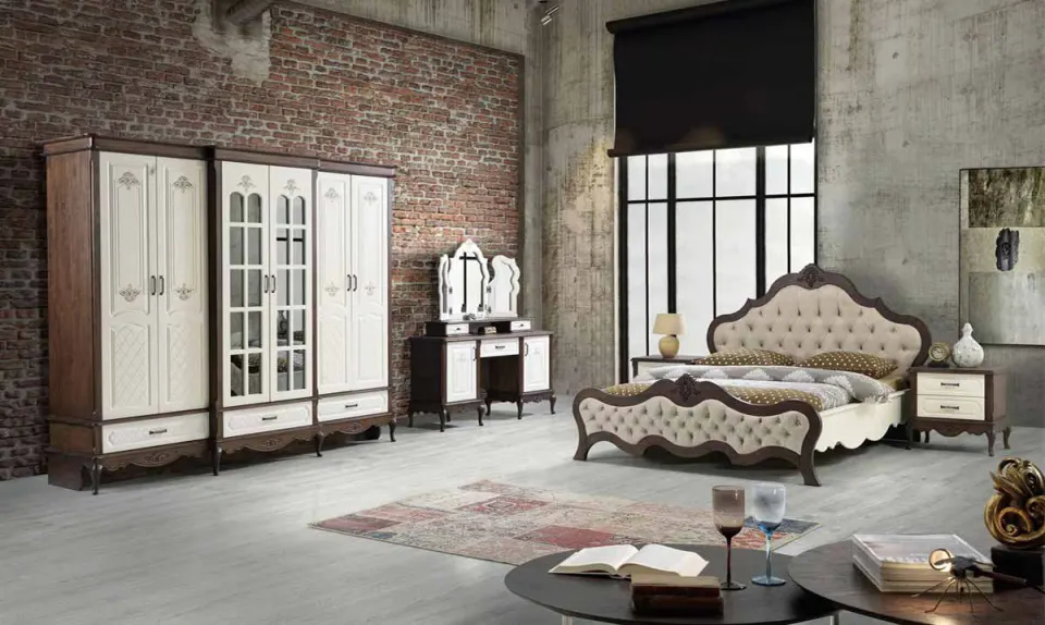 Ella Walnut Country (Çam) Bedroom Set