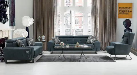 Flora Metal Leg Motorized USB Input Sofa Set