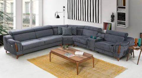 Rio Motorized Sound System USB Input Corner Sofa Set