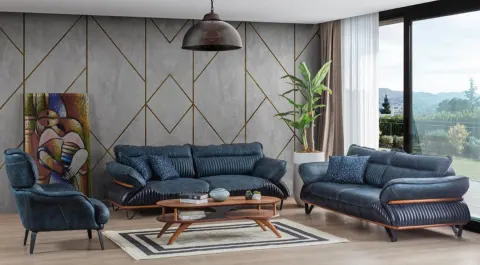 Defne  Metal Leg Sofa Set